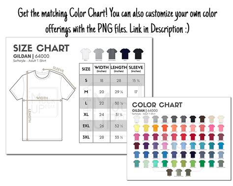 Gildan 64000 Adult T Shirt Size Chart Inchescm Digital Etsy