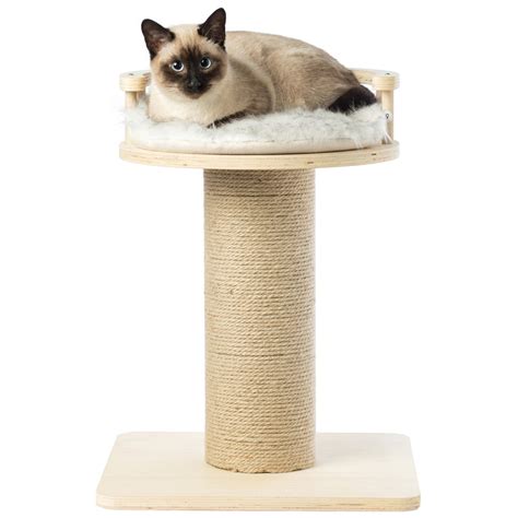 Wooden Cat Sisal Scratching Post Tree Tower With Seat Pet Bed Lounge
