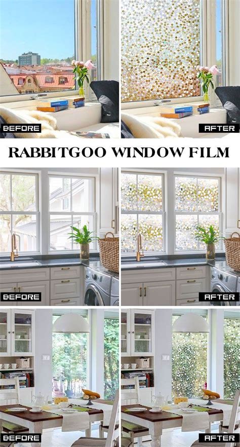 Rabbitgoo Window Privacy Film Rainbow Window Clings Stained Glass