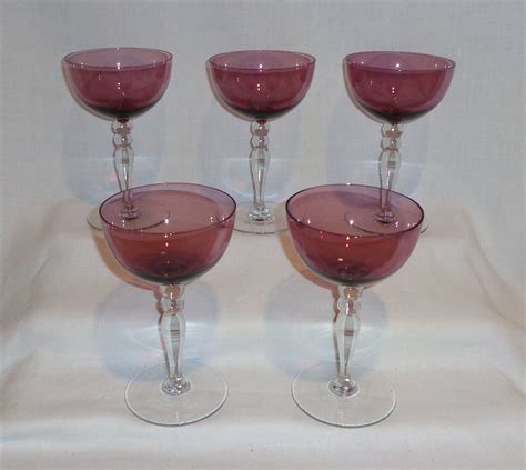 Vintage Purple Plum Crystal Wine Cocktail Glasses 5 Etsy