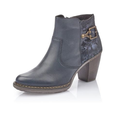 Rieker 55292 14 Ladies Blue Zip Up Ankle Boots Rieker Ladies From Rieker Uk