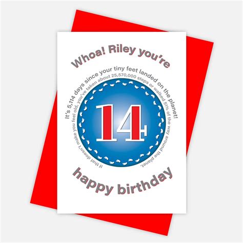 Funny 14th Birthday Card For Boy For Girl Unique Edit Name 14 Etsy