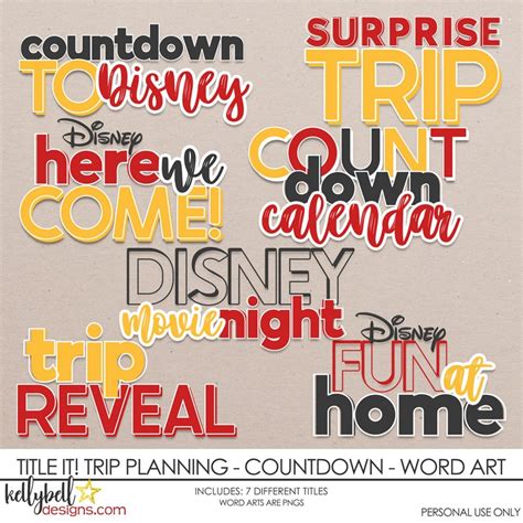 Title It Trip Planning Countdown Word Art Kellybell Designs