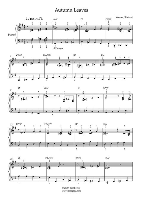 Posts about intermediate piano sheet music written by emmirwoo. Piano Sheet Music Autumn Leaves (Intermediate Level, Solo ...