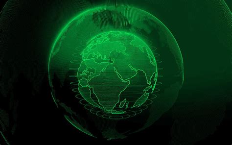 Green Digital Globe Green Digital Background Global Networks Dots