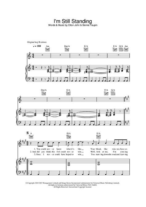Im Still Standing Sheet Music By Elton John For Pianovocalchords