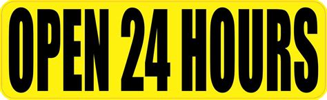 10in X 3in Yellow Open 24 Hours Sticker Vinyl Decal Business Sign Stickers
