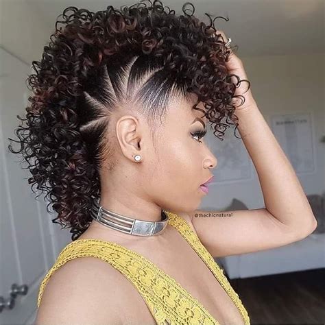 Curly Faux Hawk Braided Mohawk Hairstyles Natural Hair Updo Long