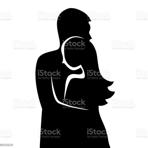Silhouette Of A Couple In Love In An Embrace Stock Illustration Download Image Now Adult