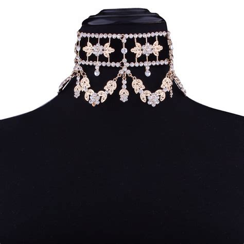 Crystal Rhinestone Velvet Statement Choker Necklace Jewelry Uniqistic Com