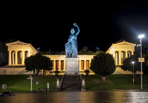 Bavaria Statue At Theresenwiese In Munich During Night Germany 2015