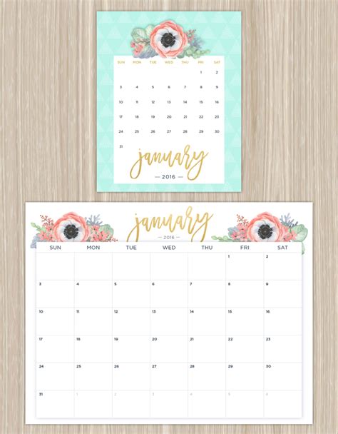 2016 Free Printable Floral Calendars Printables 4 Mom Free