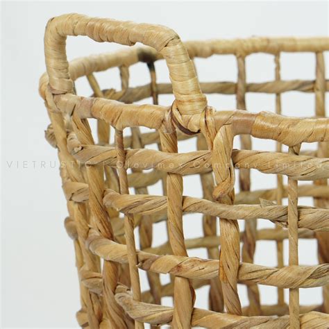 Vietrustic Water Hyacinth Laundry Basket Organizer Handcraft