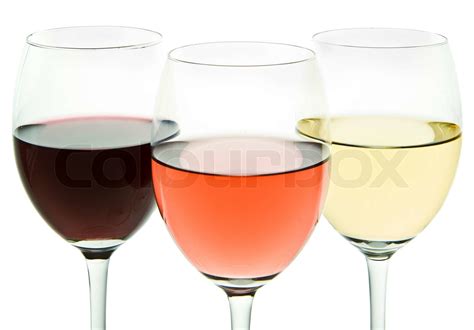 Three Glasses With White Rose And Red Wine Stock Image Colourbox