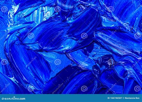 Blue Color 2020 Oil Paint Strokes On White Background Art Background