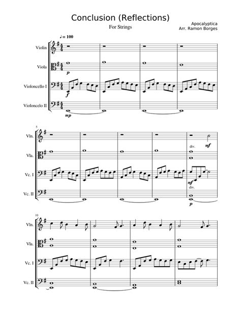 Conclusion Reflections Apocalyptica Sheet Music For Violin Viola