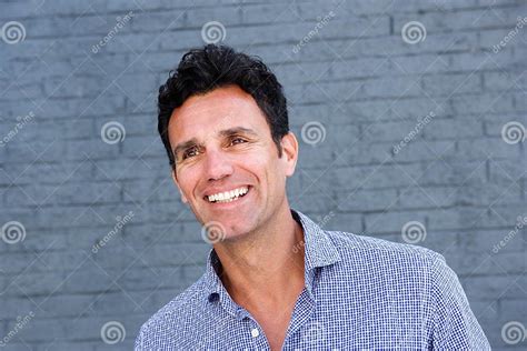 Close Up Portrait Of A Handsome Older Man Smiling Stock Photo Image