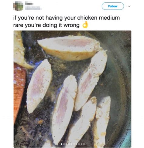 Treatment of food poisoning may include: People show off meals of semi raw chicken online | Daily Mail Online