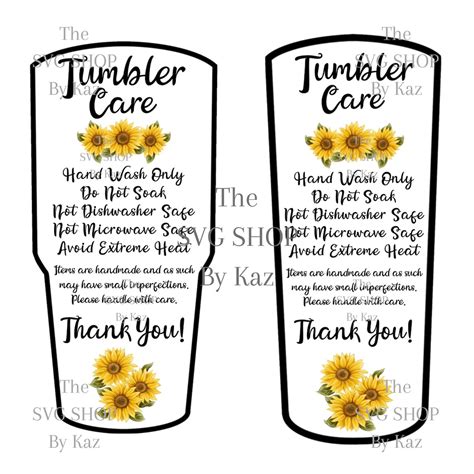 Printable Tumbler Care Card Svg Png Print And Cut Wash Etsy My XXX