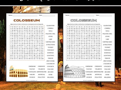 Colosseum Word Search Puzzle Teaching Resources