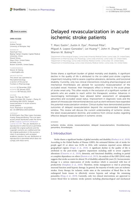 Pdf Delayed Revascularization In Acute Ischemic Stroke Patients