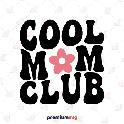 Cool Mom Club Svg With Flower Retro Wavy Svg Design Premiumsvg