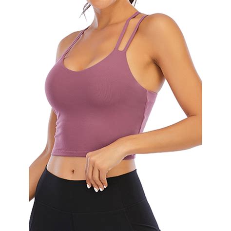 Focussexy Longline Sports Bra Tube Top Bra Seamless Padded Camisole Bandeau Yoga Tank Top