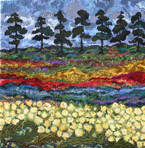 Seven Trees 545 By 545 By Deanne Fitzpatrick Landscape Rug Hooking