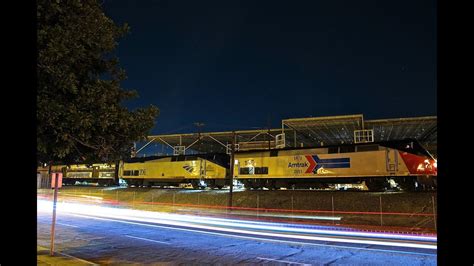 Trains At Night Kcs Amtrak Heritage 156 Bnsf Youtube