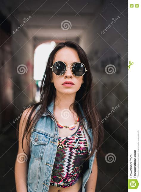 Stylish Girl In Glasses On The Streets Stock Image Image Of Girl Lifestyle 72290435
