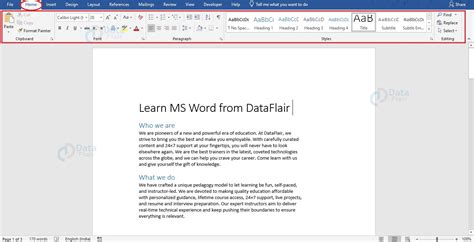 Formatting Text In Ms Word Dataflair