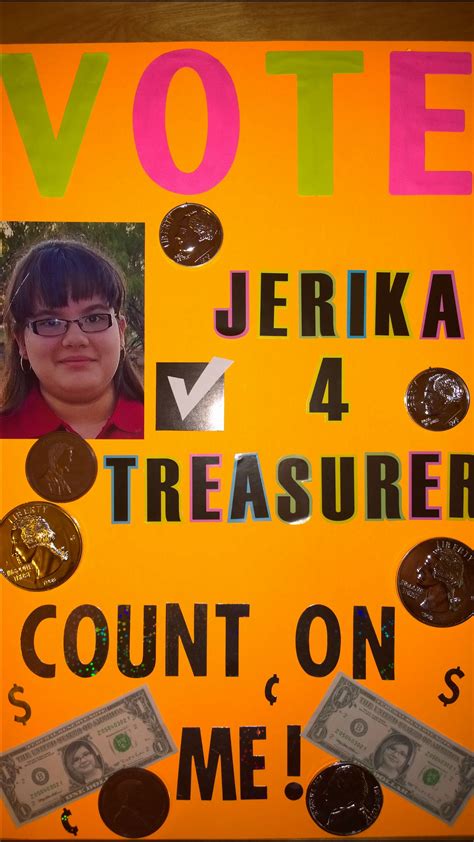 Student Council Treasurer Poster | Student council posters, Student government posters, Student 