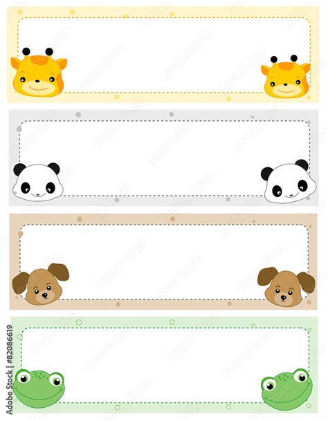 Printable Cute Name Tags For Kids Stock Vector Adobe Stock