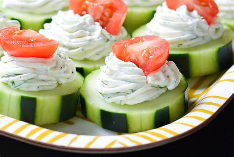 Decide what you definitely want, then balance your salty, savory and sweet. Dilly Cucumber Bites | Graduation Party Appetizers You Can Eat in One Bite | Real Simple