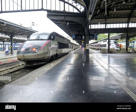 French High Speed Trains Scnf Tgv In Gare De Lyon Station In Paris