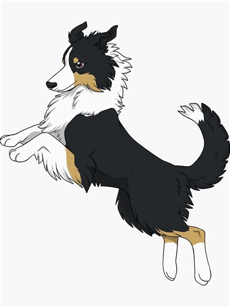 Border Collie Tricolour Sticker By Kiwijp Dog Paintings Border