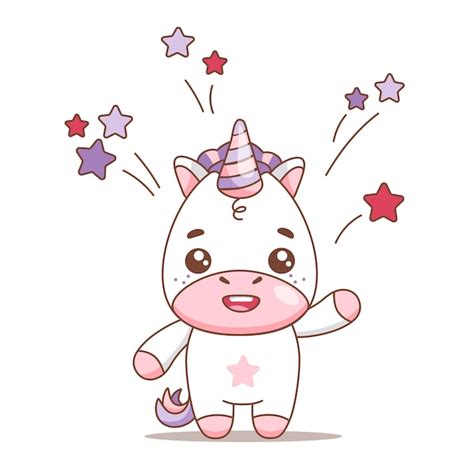 Premium Vector Cute Baby Unicorn With Stars Standing And Smiling