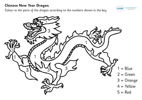 Chinese Dragon Colouring By Numbers Sheet Pop Over To Our Site At