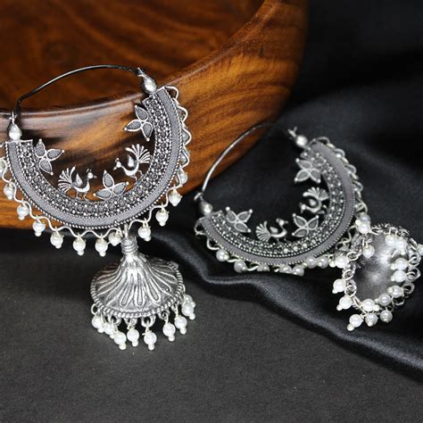 Buy Oxidised Silver Earrings Online Oxidised Silver Earrings Cbigs