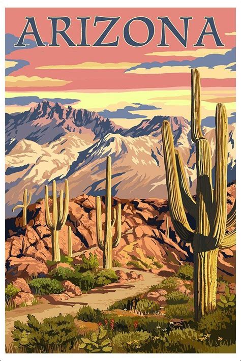 Arizona Desert Scene At Sunset 12x18 Art Print Wall Decor