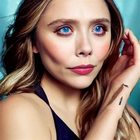 Elizabeth Olsen Hands On Her Face Posing For The Stable Diffusion