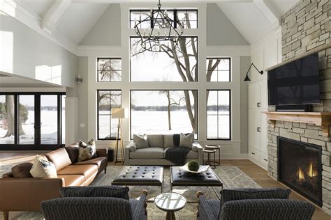 Living Room With A Lake View Custom Home Builders Custom Homes Home