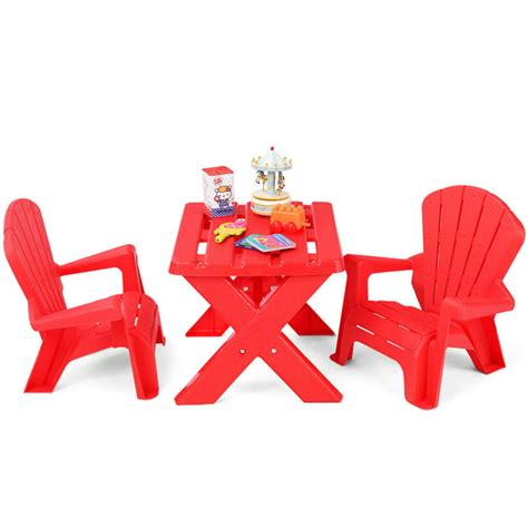 Plastic Children Kids Table And Chair Set 3 Piece Play Furniture In
