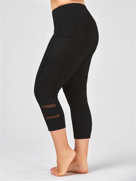 Wipalo Casual Women Pants Plus Size High Waist Fitness Leggings With Mesh Panel Female Hollow