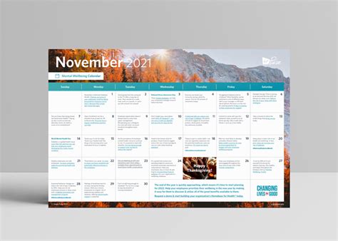 November 2021 Mental Wellbeing Calendar Virgin Pulse