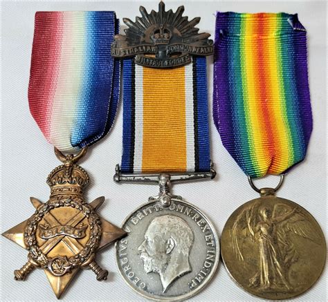 Vintage And Rare Ww1 Australian Army Medal Trio 3128 Bert Sanders 8th Bn