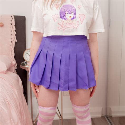 Lewd Purple Pleated Mini Skirt Sexy Anime Cosplay Harajuku Apparel Lewd Fashion
