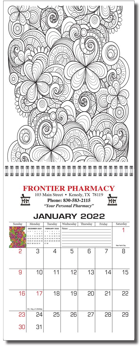 Adult Coloring Book Calendar Calendar Company