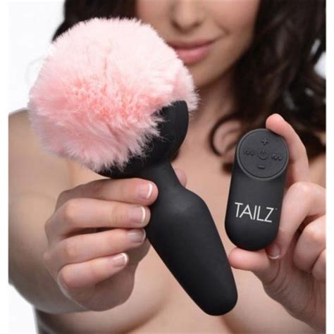 Tailz Vibrating Remote Control Silicone Bunny Tail Anal Plug Pink