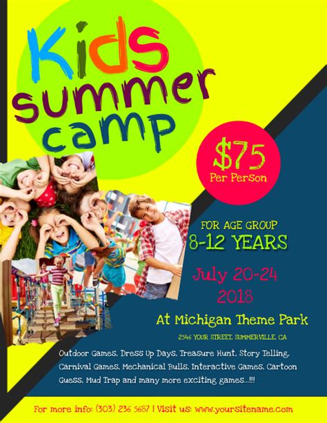 Kids Summer Camp Flyer Template Postermywall